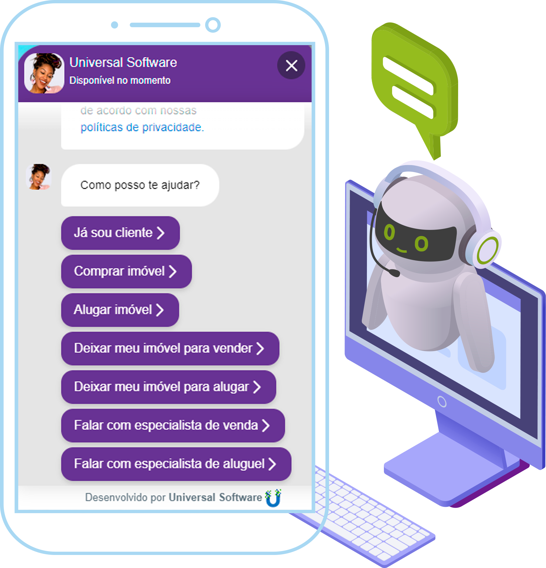 Chat pra imobiliária