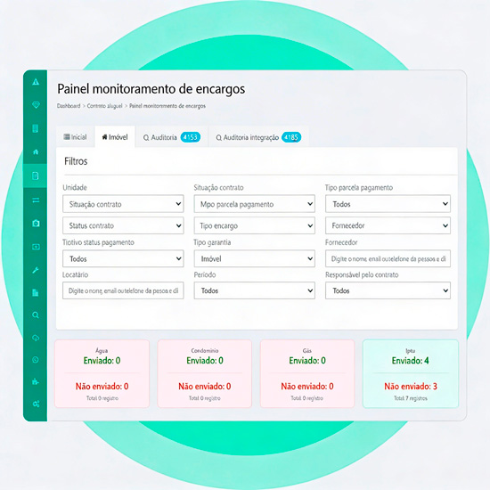Layout do CRM que a Universal Software disponibiliza para imobiliária