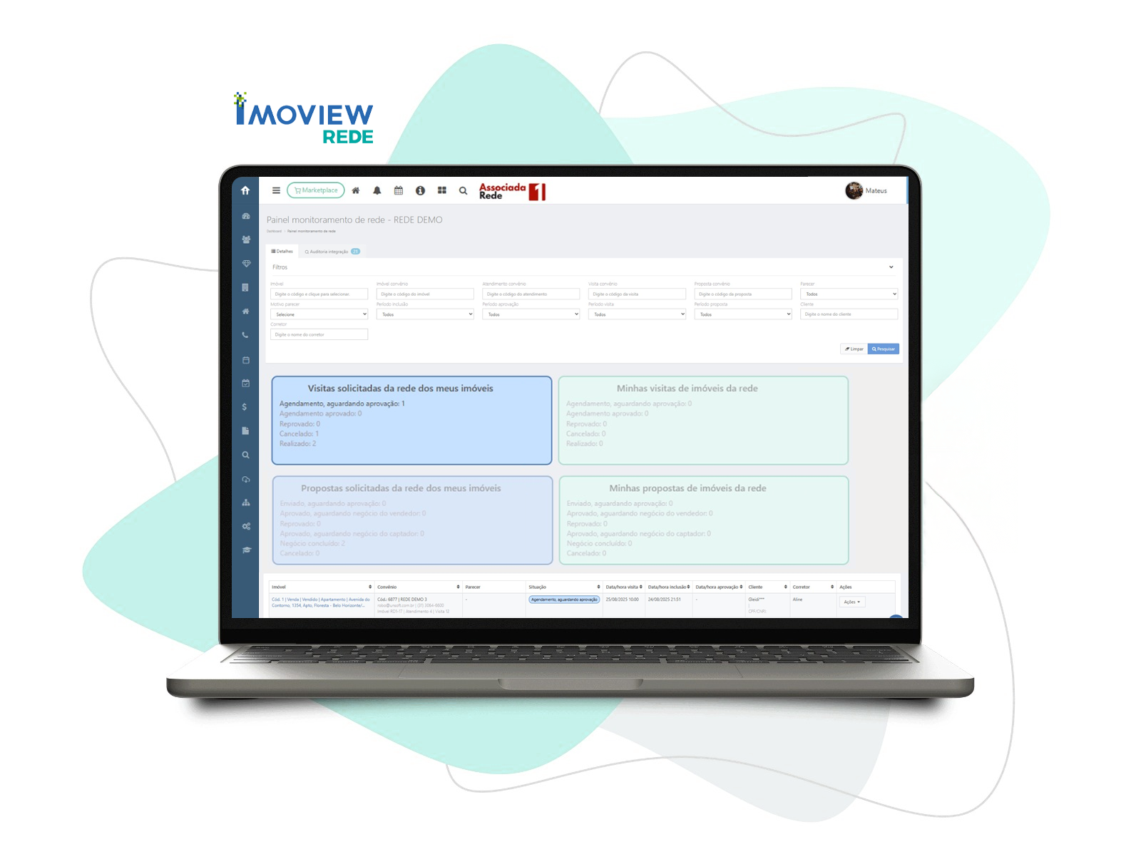 Layout do Rede que a Universal Software disponibiliza para imobiliária