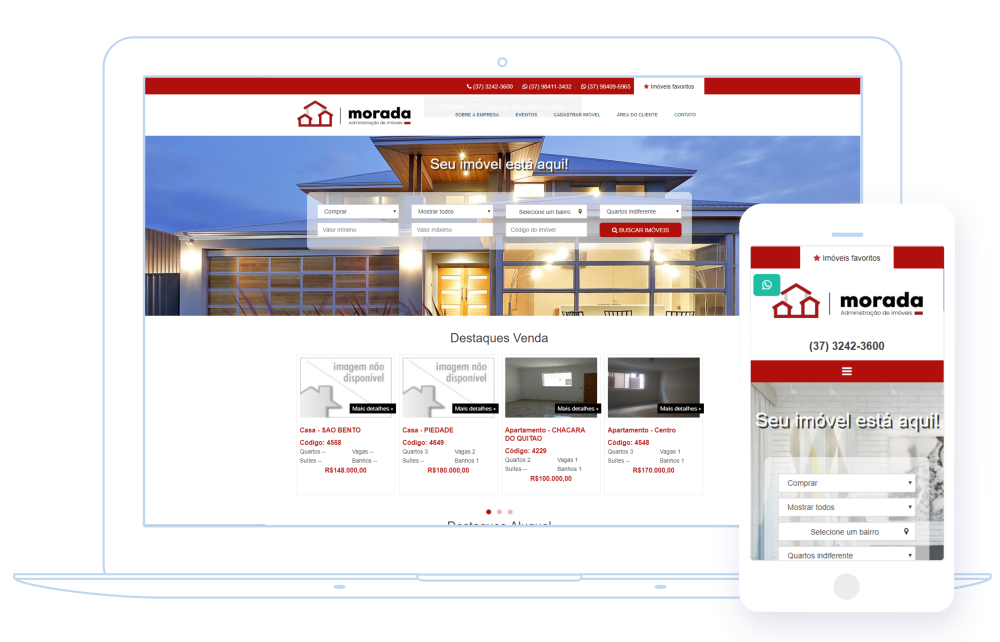 Layout Standard do site da imobiliaria Morada feito pela  Universal Software